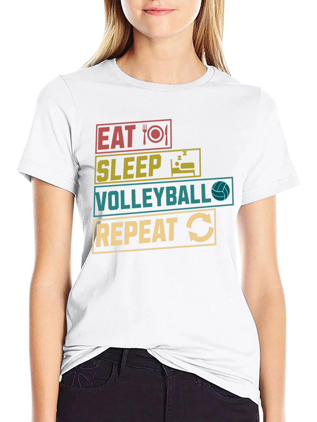 Eat Sleep Volleyball Repeat Graphic T-Shirt