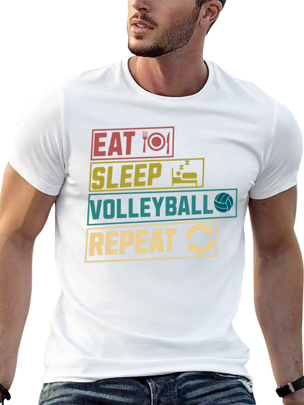 Eat Sleep Volleyball Repeat Graphic T-Shirt