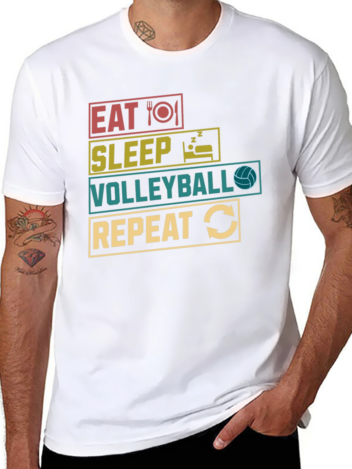 Eat Sleep Volleyball Repeat Graphic T-Shirt