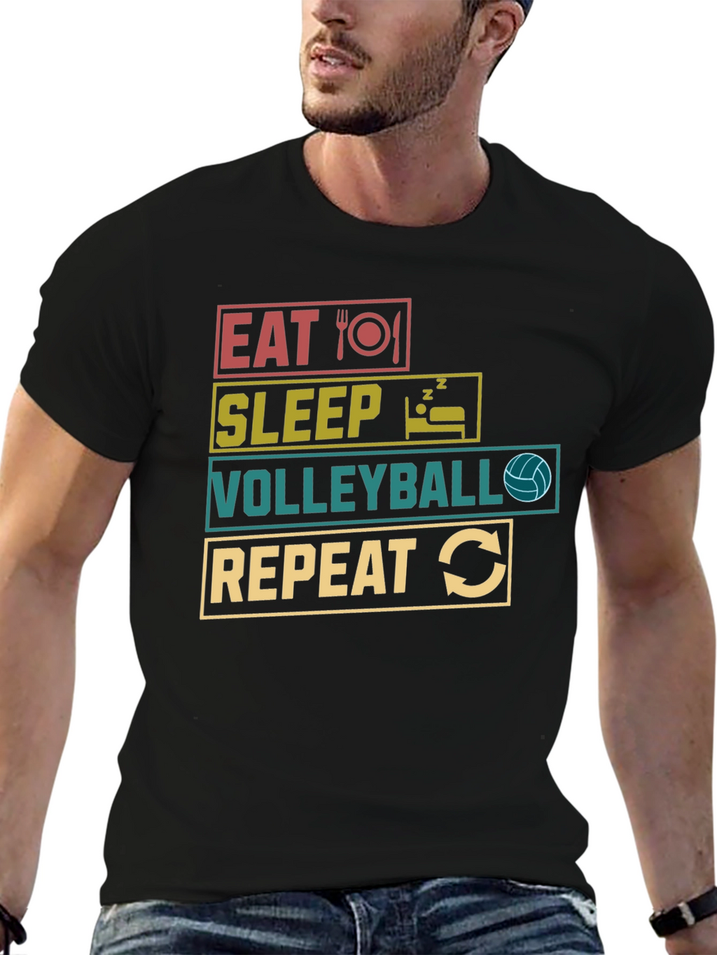 Eat Sleep Volleyball Repeat Graphic T-Shirt