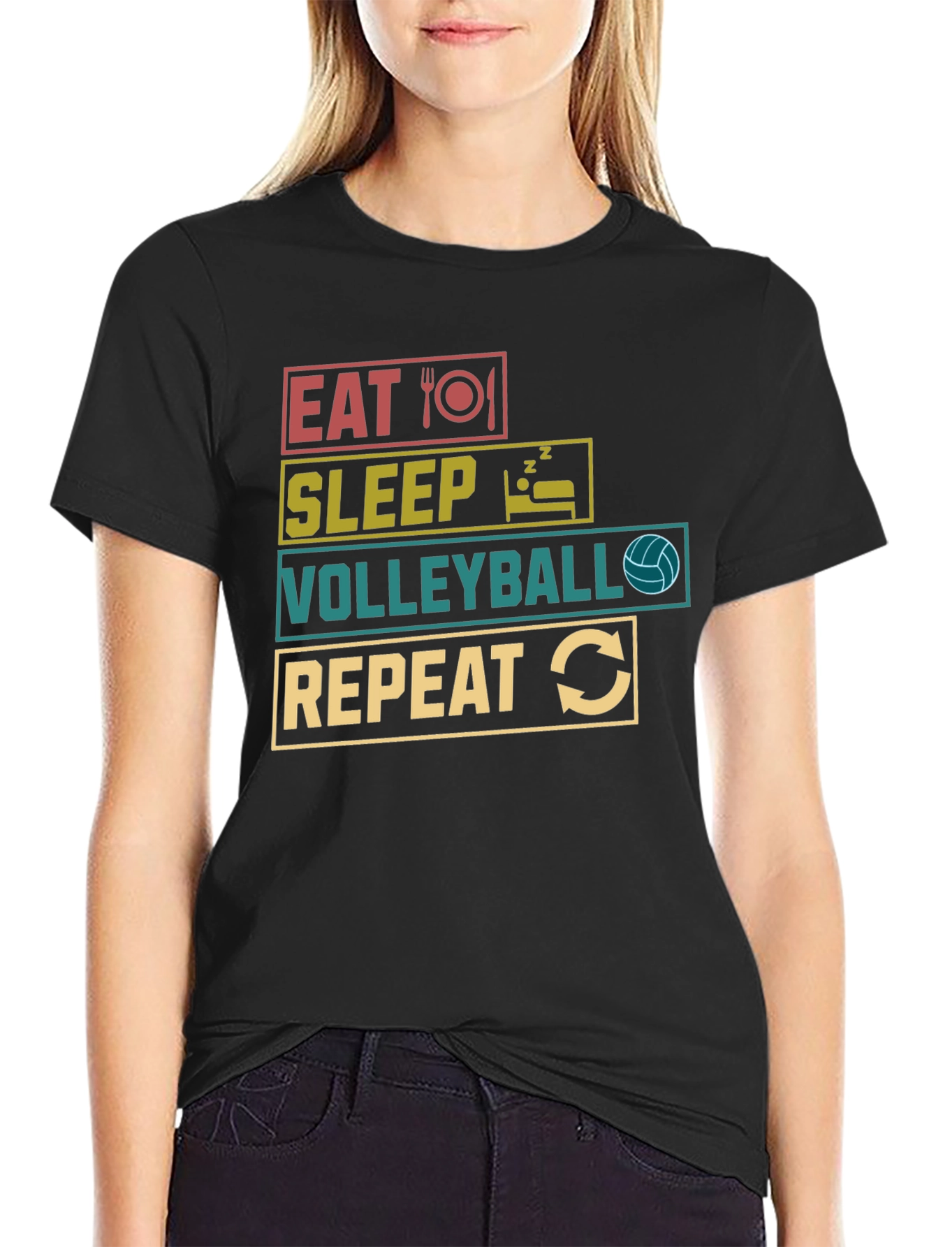 Eat Sleep Volleyball Repeat Graphic T-Shirt
