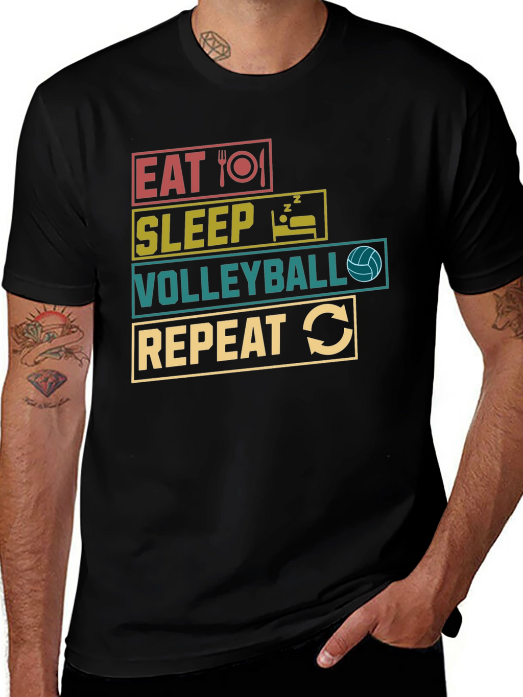 Eat Sleep Volleyball Repeat Graphic T-Shirt
