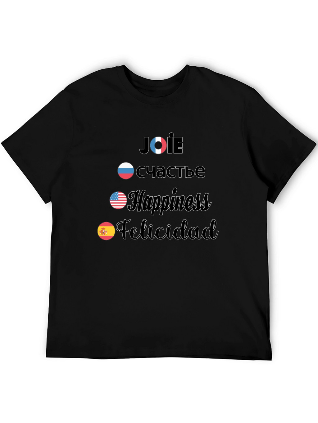 Multilingual Happiness T-Shirt - Joie счастье Felicidad
