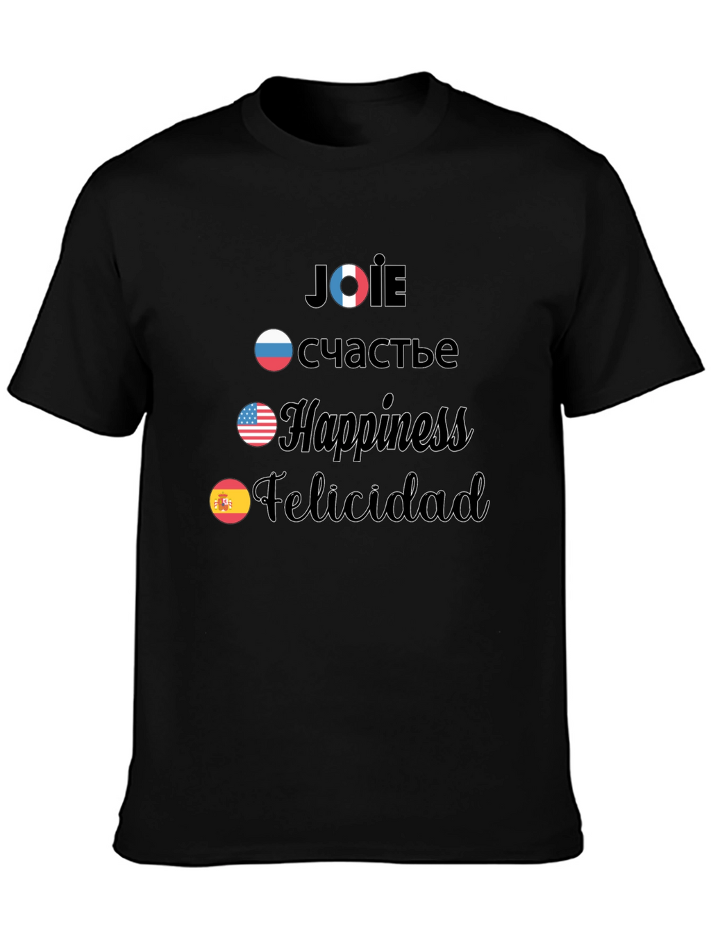 Multilingual Happiness T-Shirt - Joie счастье Felicidad