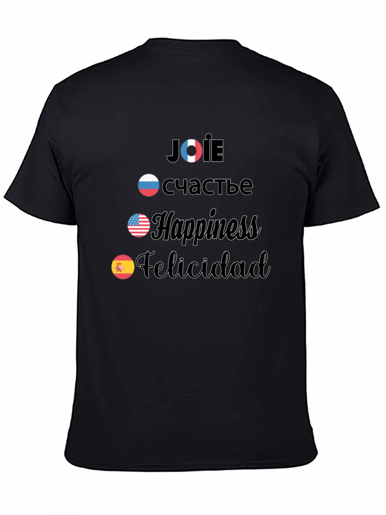 Multilingual Happiness T-Shirt - Joie счастье Felicidad