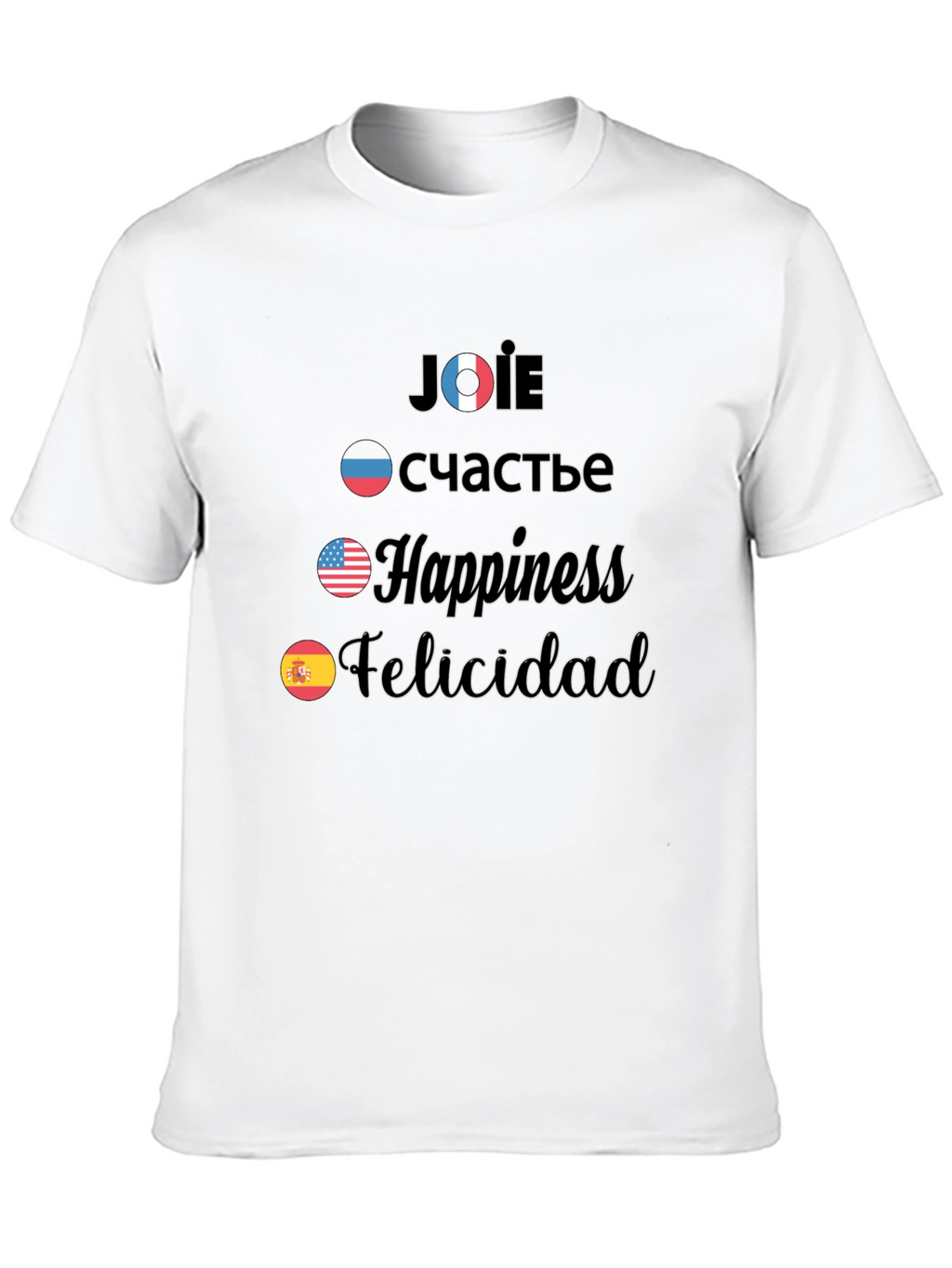 Multilingual Happiness T-Shirt - Joie счастье Felicidad