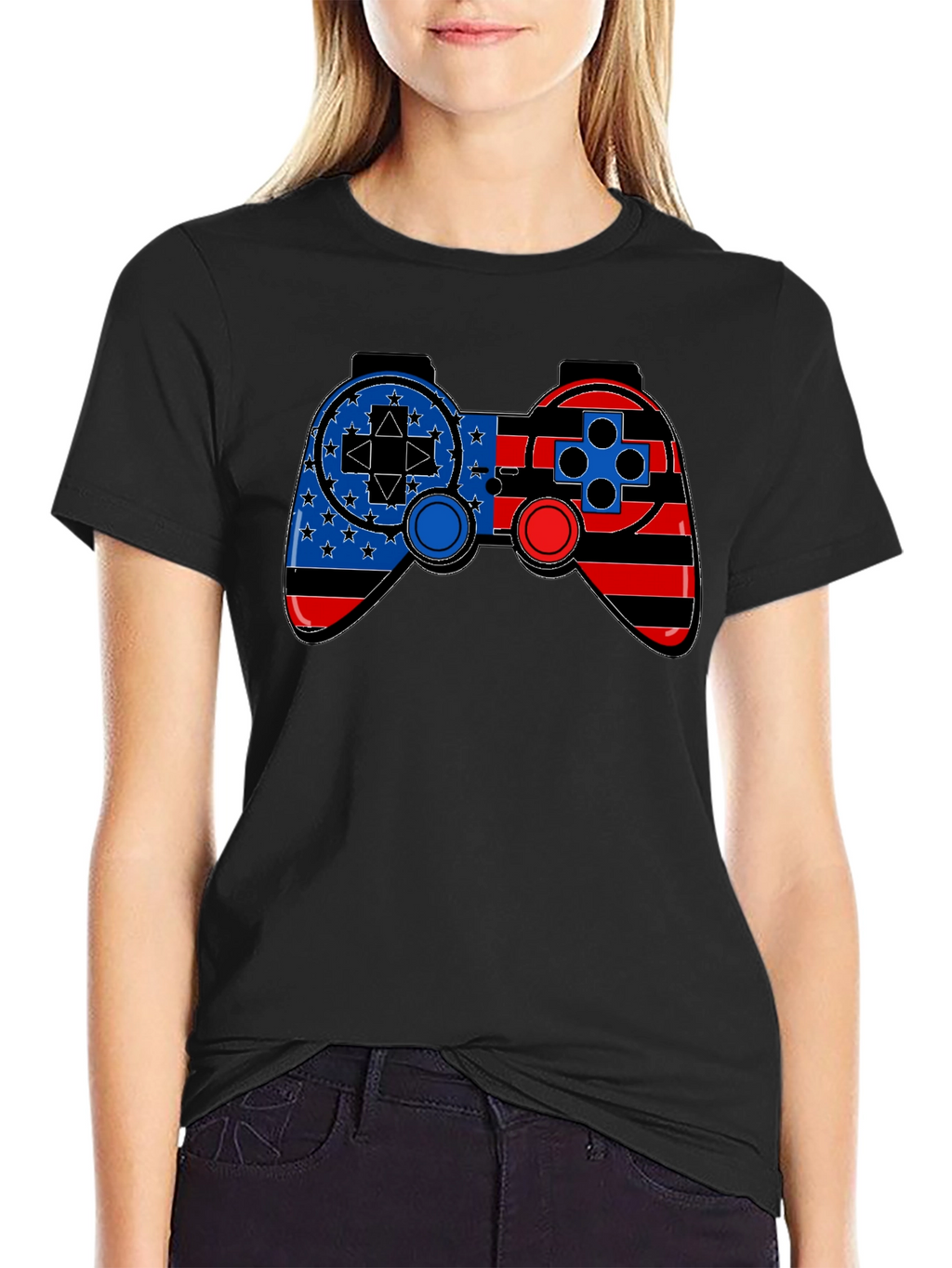 Patriotic Gamer T-Shirt - American Flag Game Controller