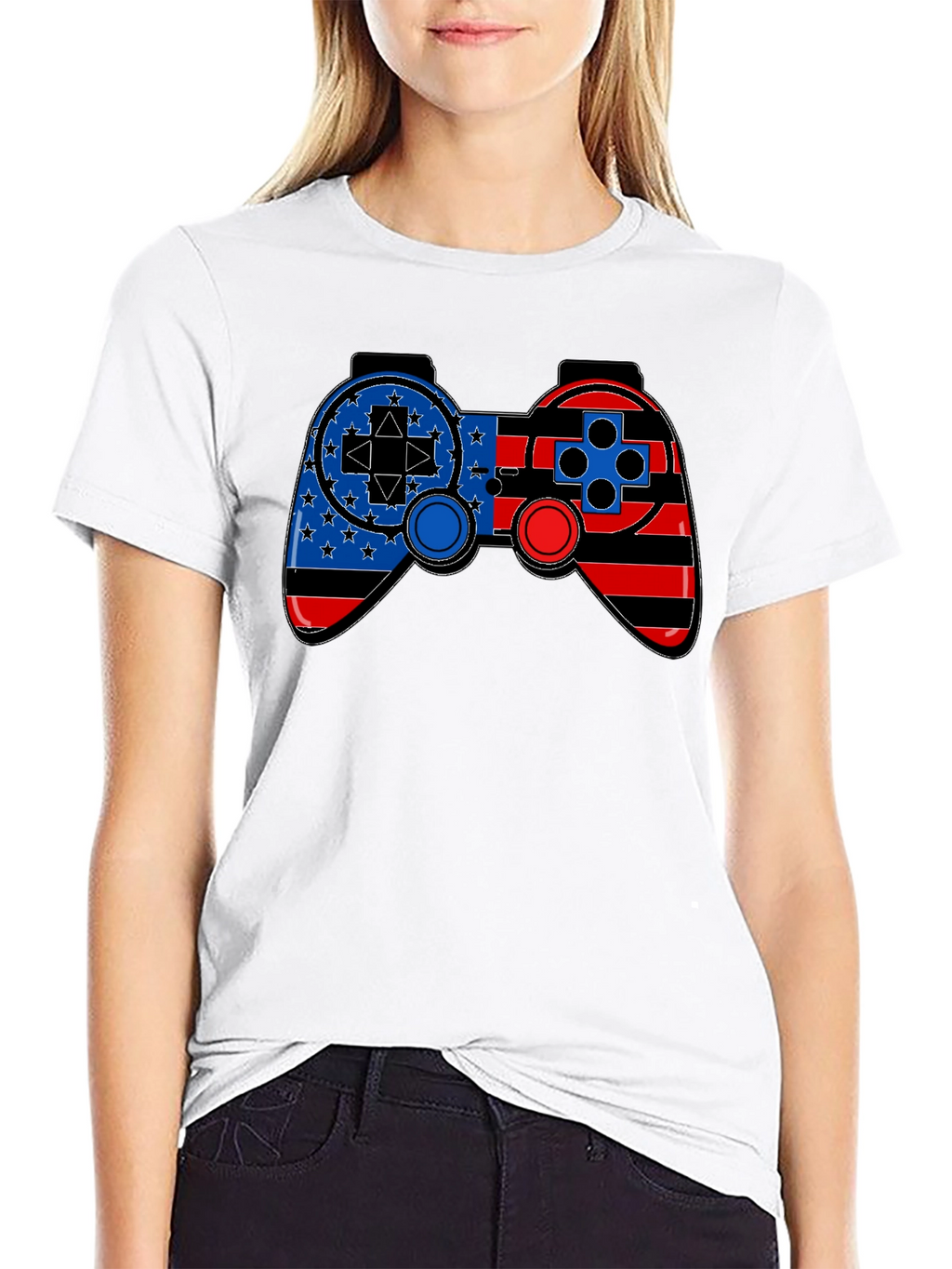 Patriotic Gamer T-Shirt - American Flag Game Controller