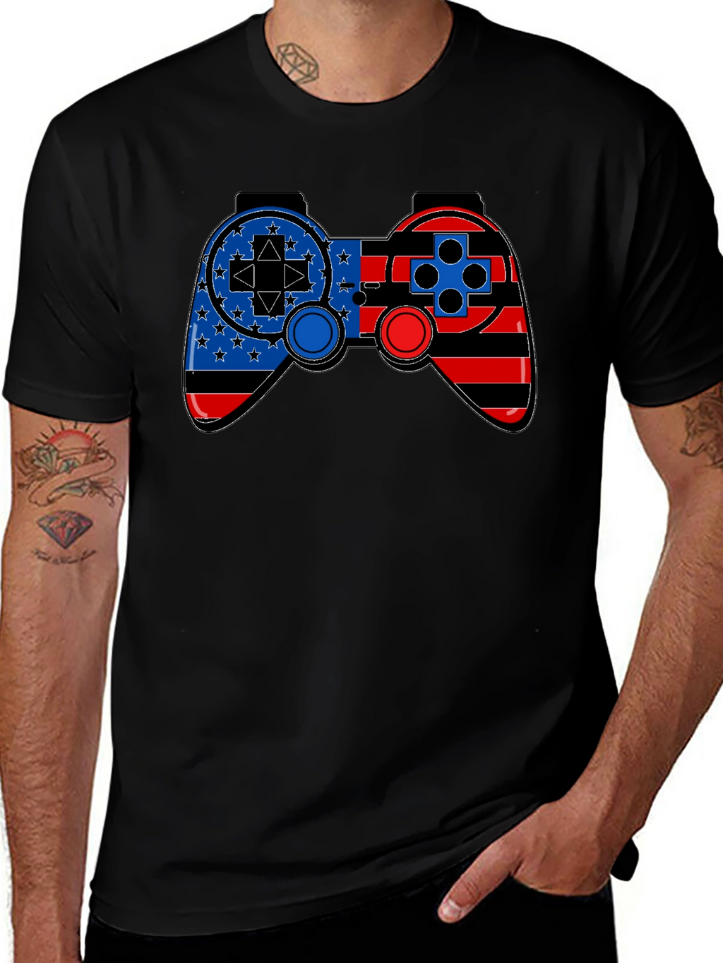 Patriotic Gamer T-Shirt - American Flag Game Controller