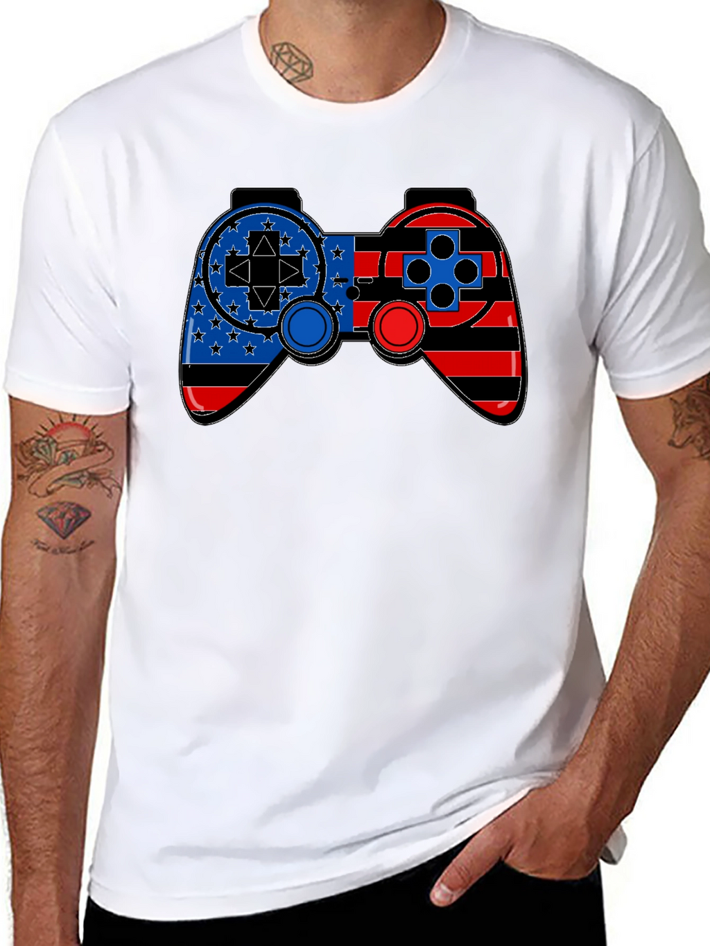 Patriotic Gamer T-Shirt - American Flag Game Controller