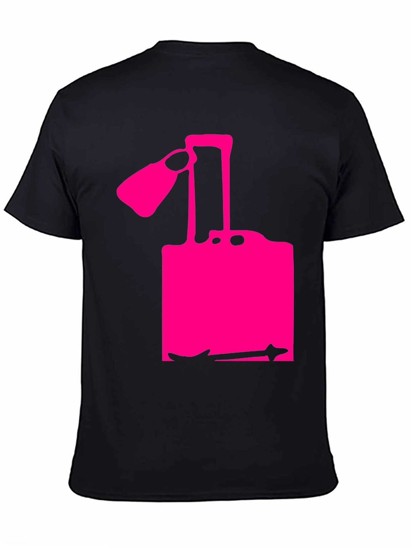 Modern Pink Silhouette Graphic Black T-Shirt