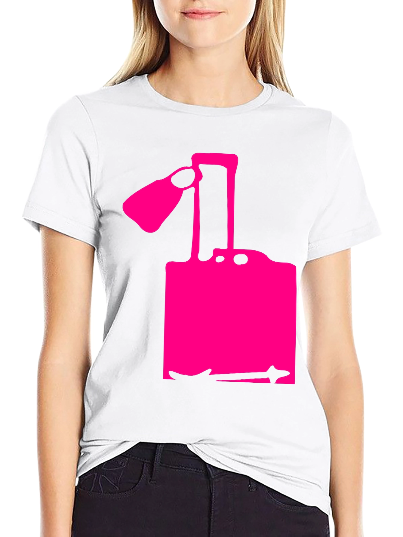Modern Pink Silhouette Graphic Black T-Shirt