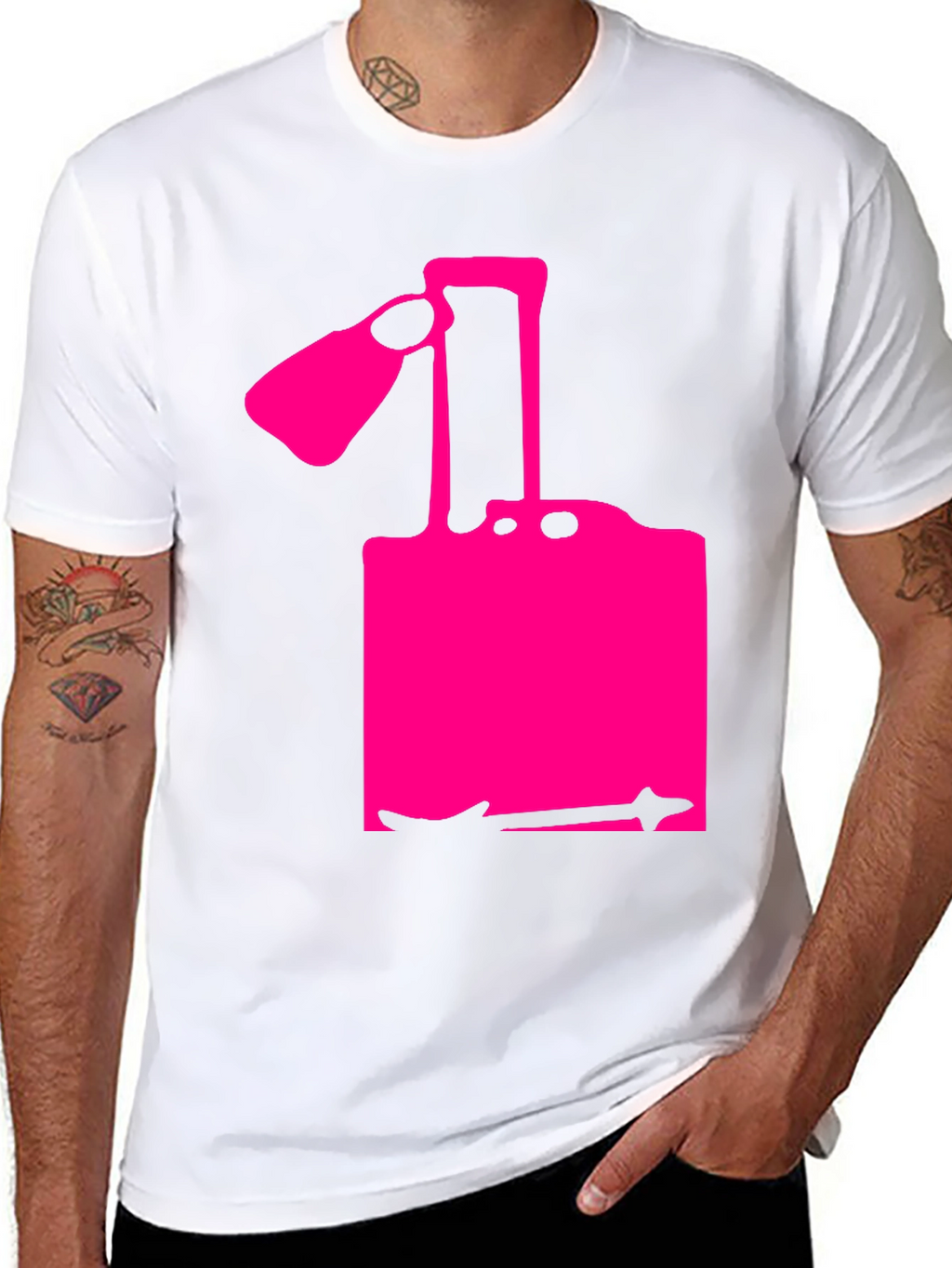 Modern Pink Silhouette Graphic Black T-Shirt
