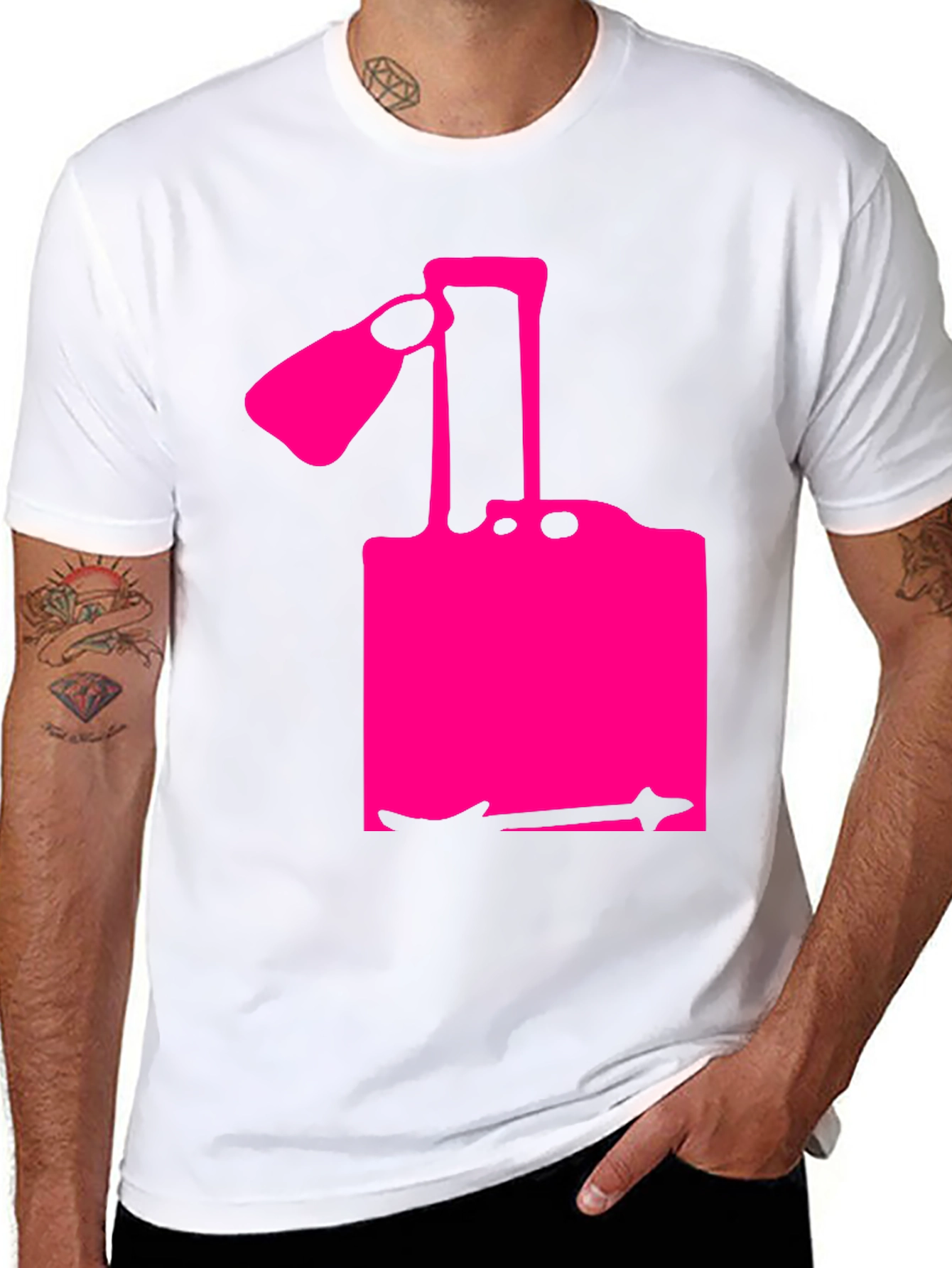 Modern Pink Silhouette Graphic Black T-Shirt