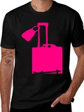 Modern Pink Silhouette Graphic Black T-Shirt