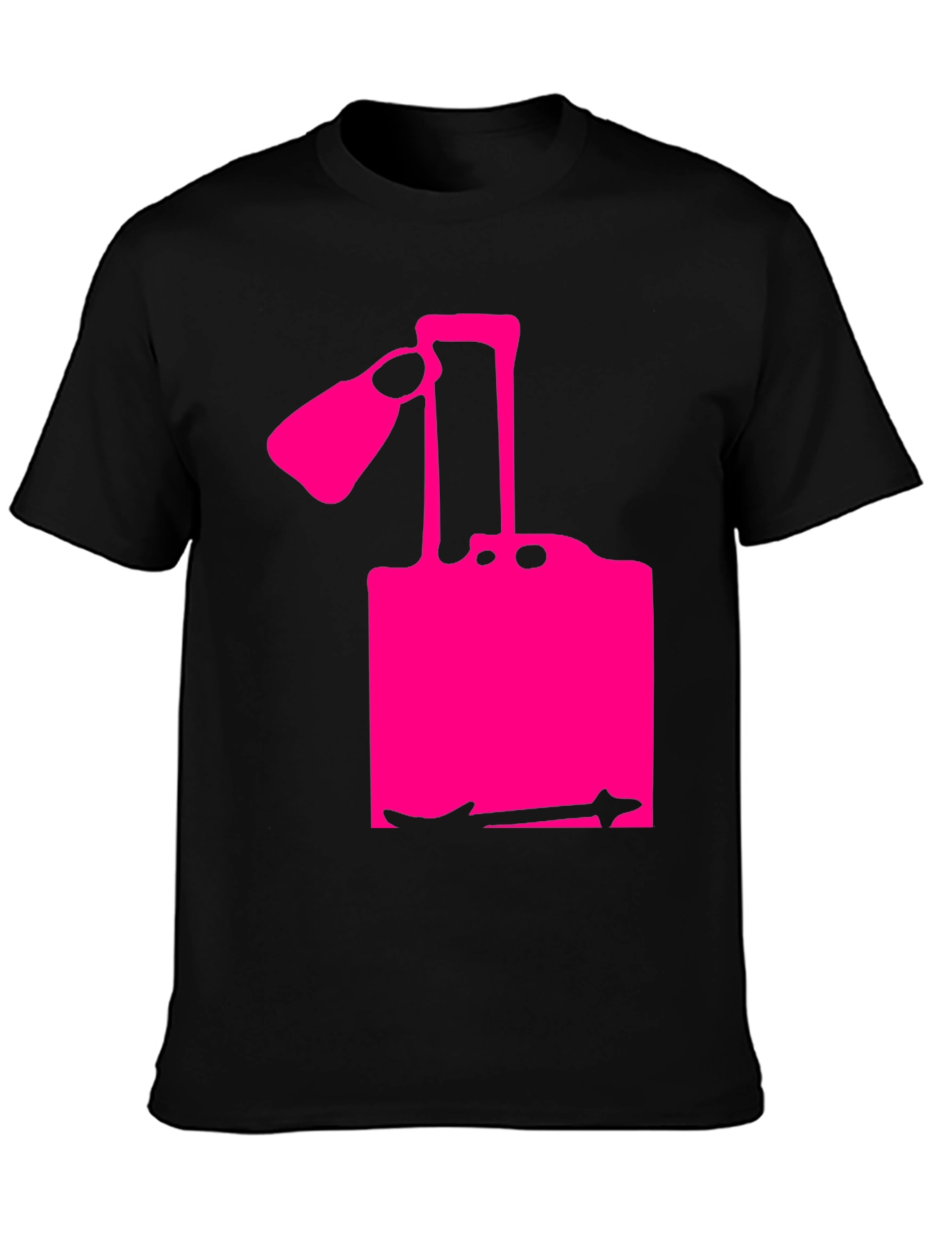 Modern Pink Silhouette Graphic Black T-Shirt
