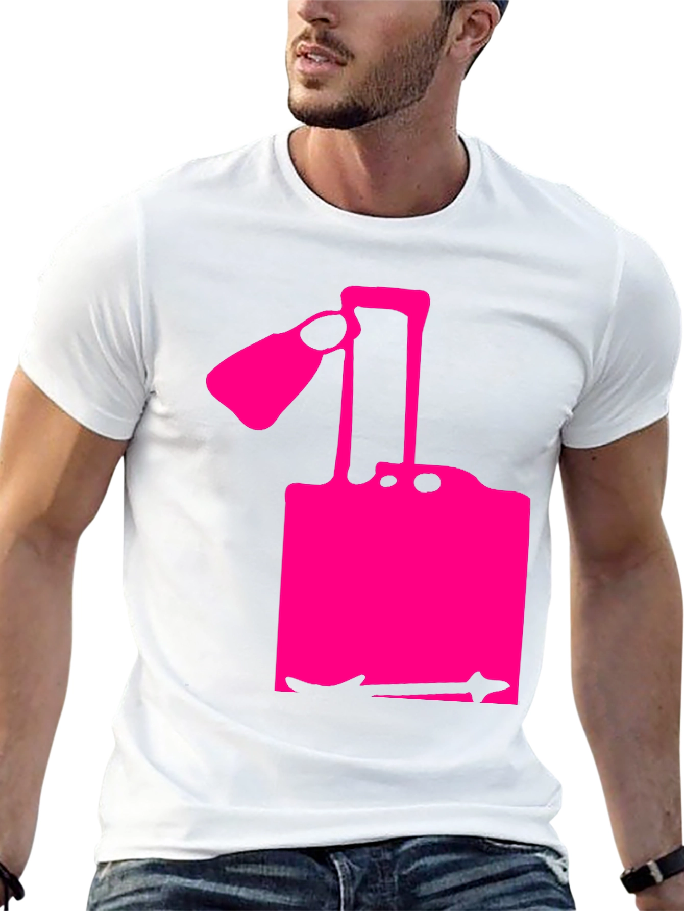Modern Pink Silhouette Graphic Black T-Shirt