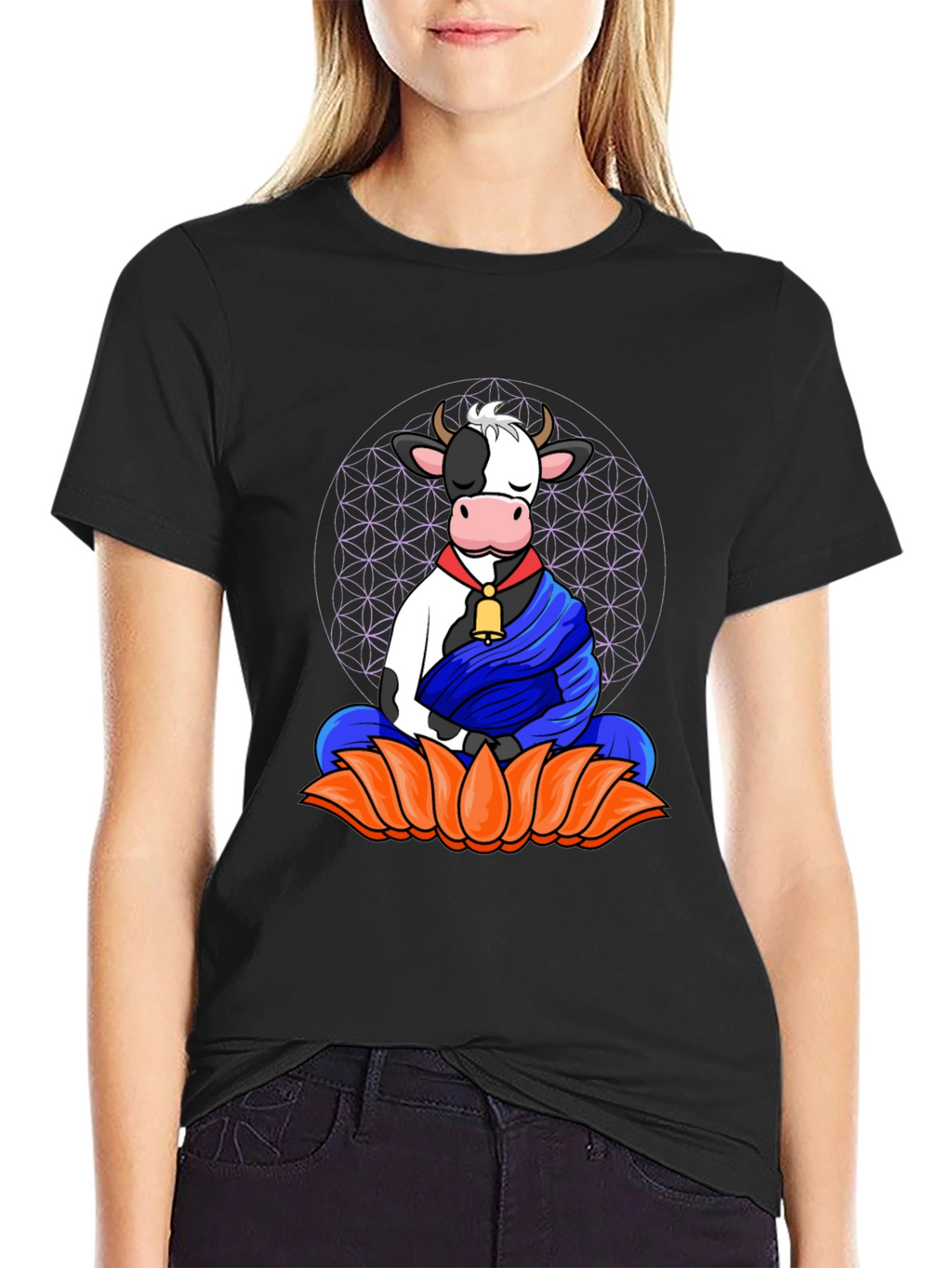 Zen Cow T-Shirt - Meditating Cow Design