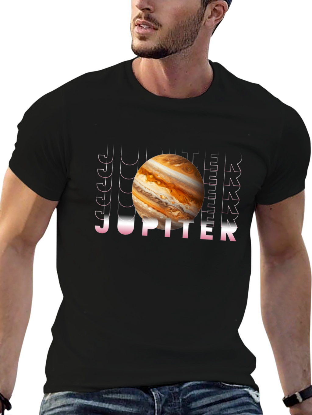Jupiter Planet Graphic Black T-Shirt