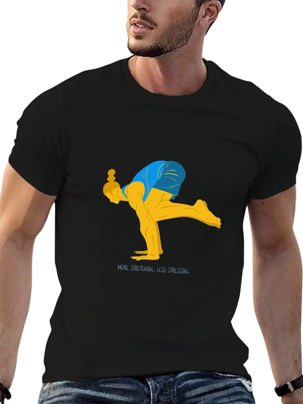 Yoga Stretch Graphic Tee - Black