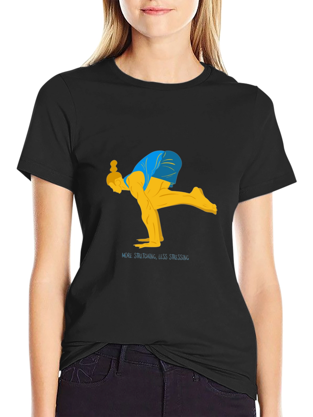 Yoga Stretch Graphic Tee - Black