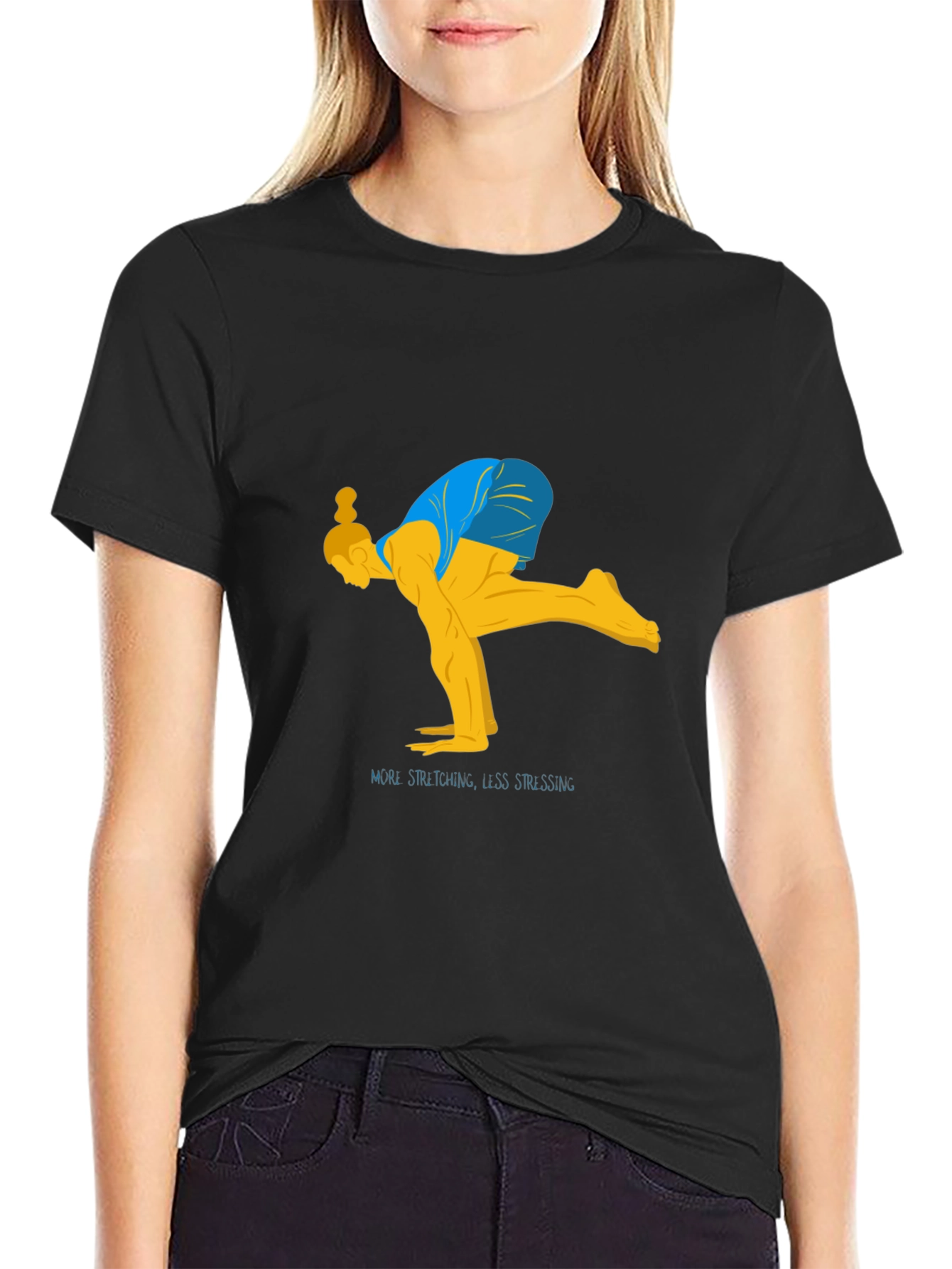 Yoga Stretch Graphic Tee - Black