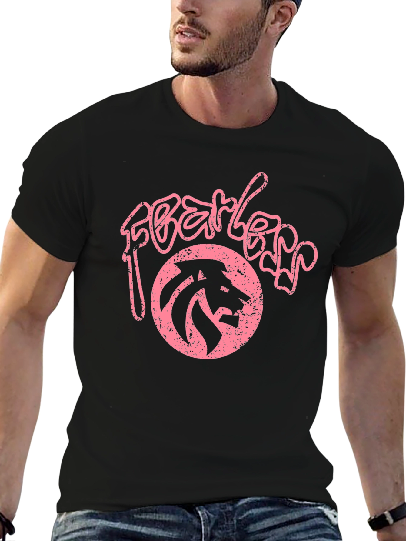 Fearless Lion Graphic Tee - Stylish Mens Black T-Shirt