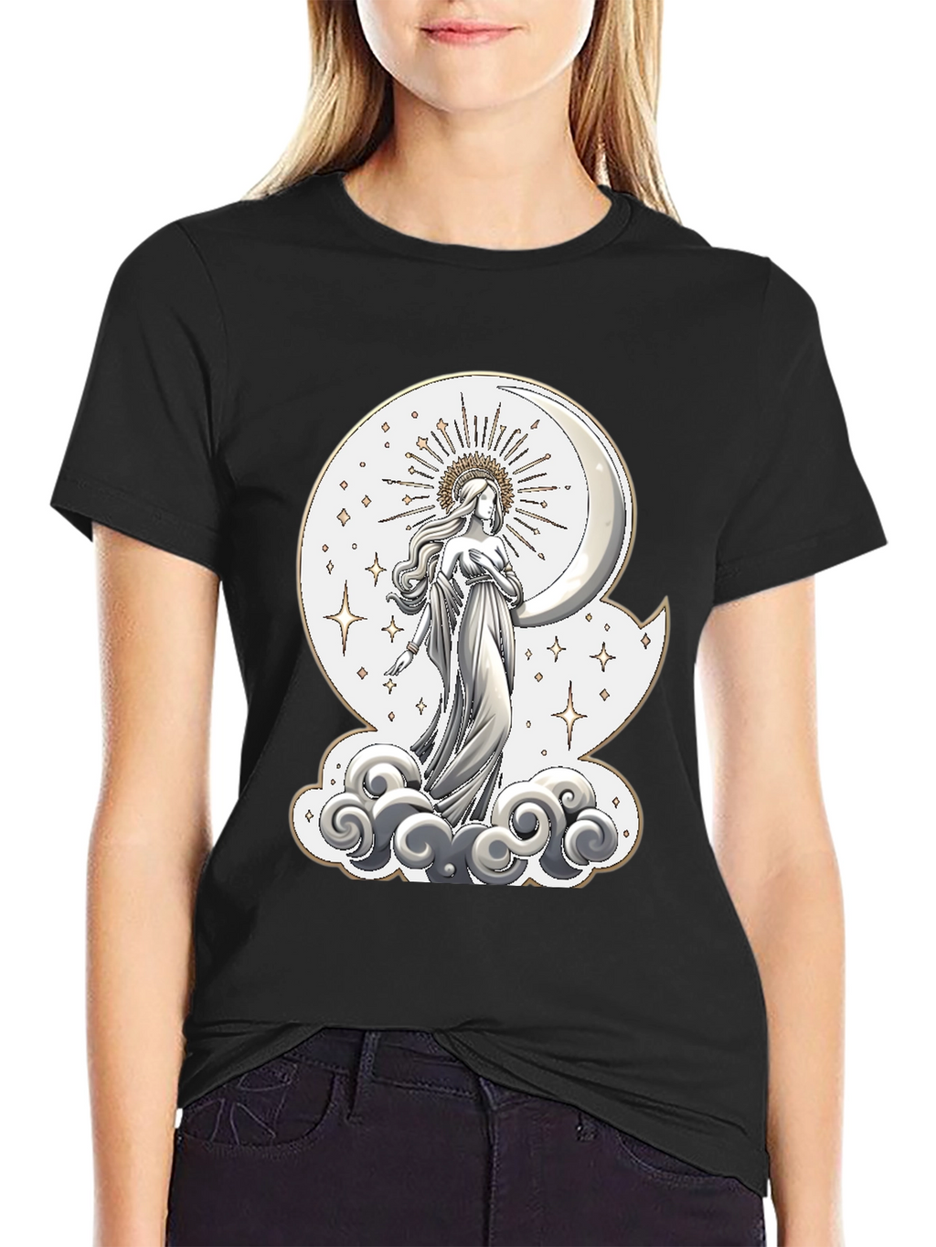 Moon Goddess Graphic Tee - Celestial Design