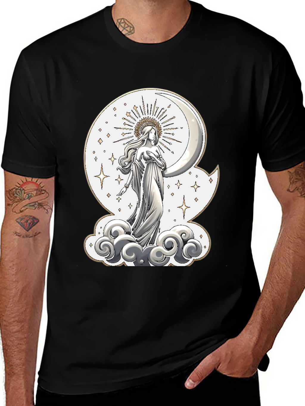 Moon Goddess Graphic Tee - Celestial Design