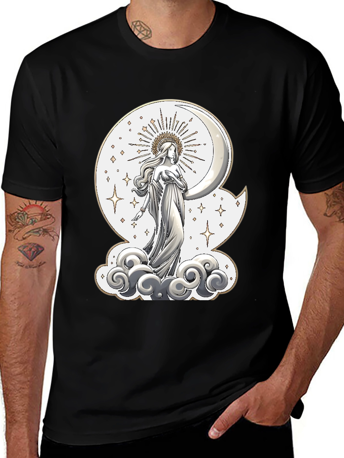 Moon Goddess Graphic Tee - Celestial Design