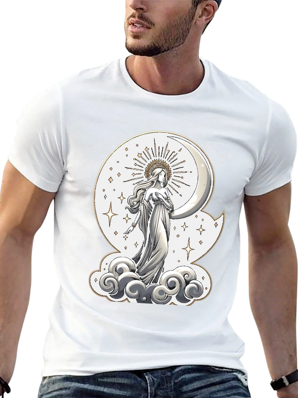 Moon Goddess Graphic Tee - Celestial Design