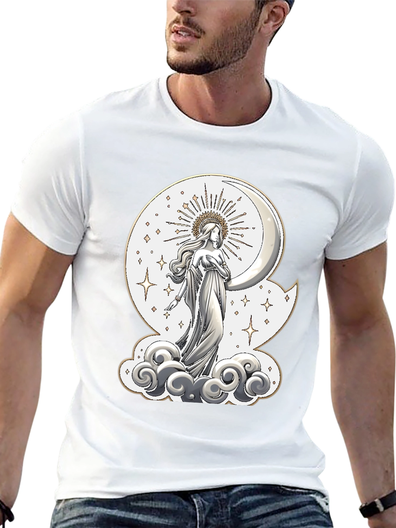 Moon Goddess Graphic Tee - Celestial Design