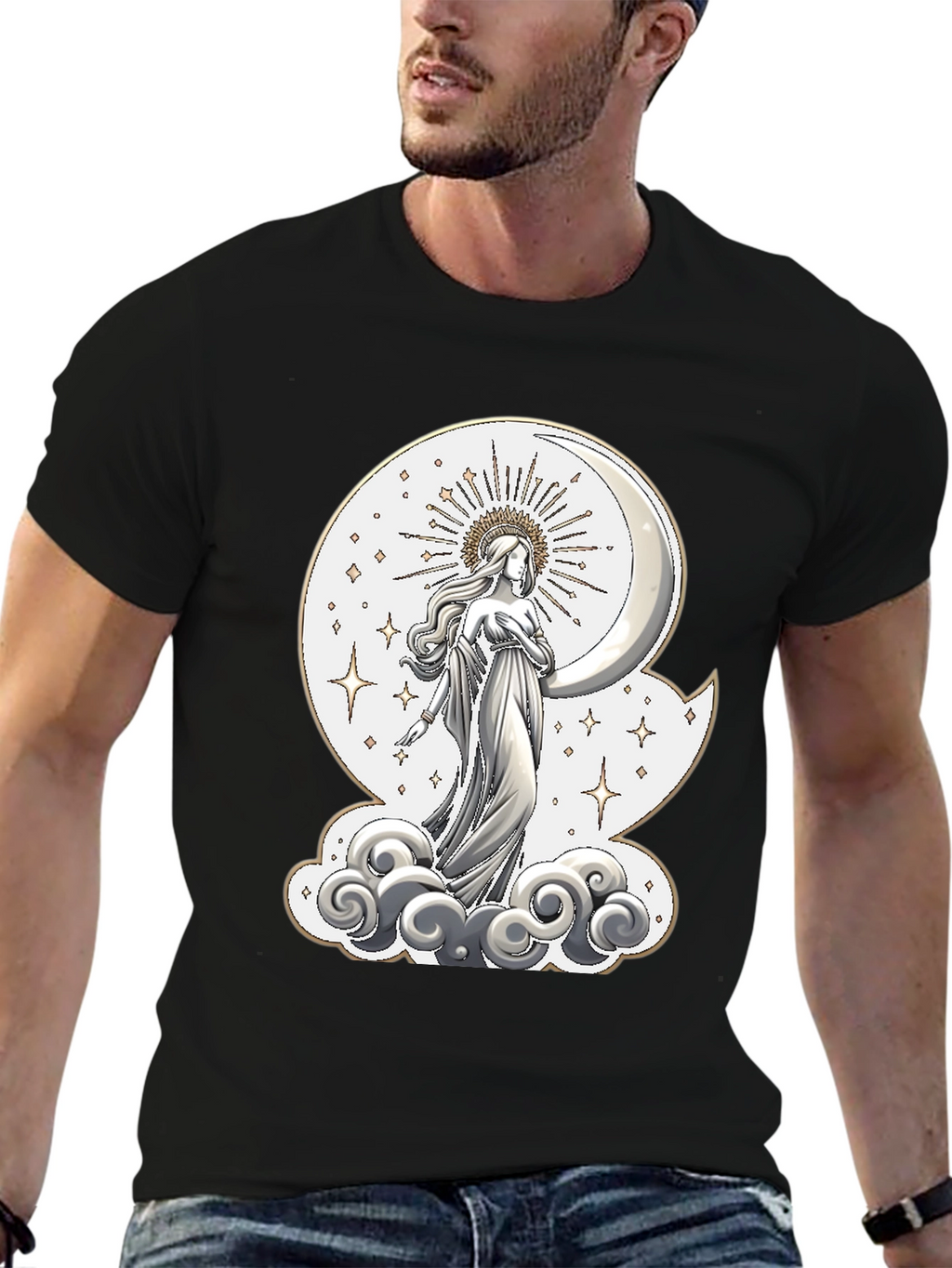 Moon Goddess Graphic Tee - Celestial Design