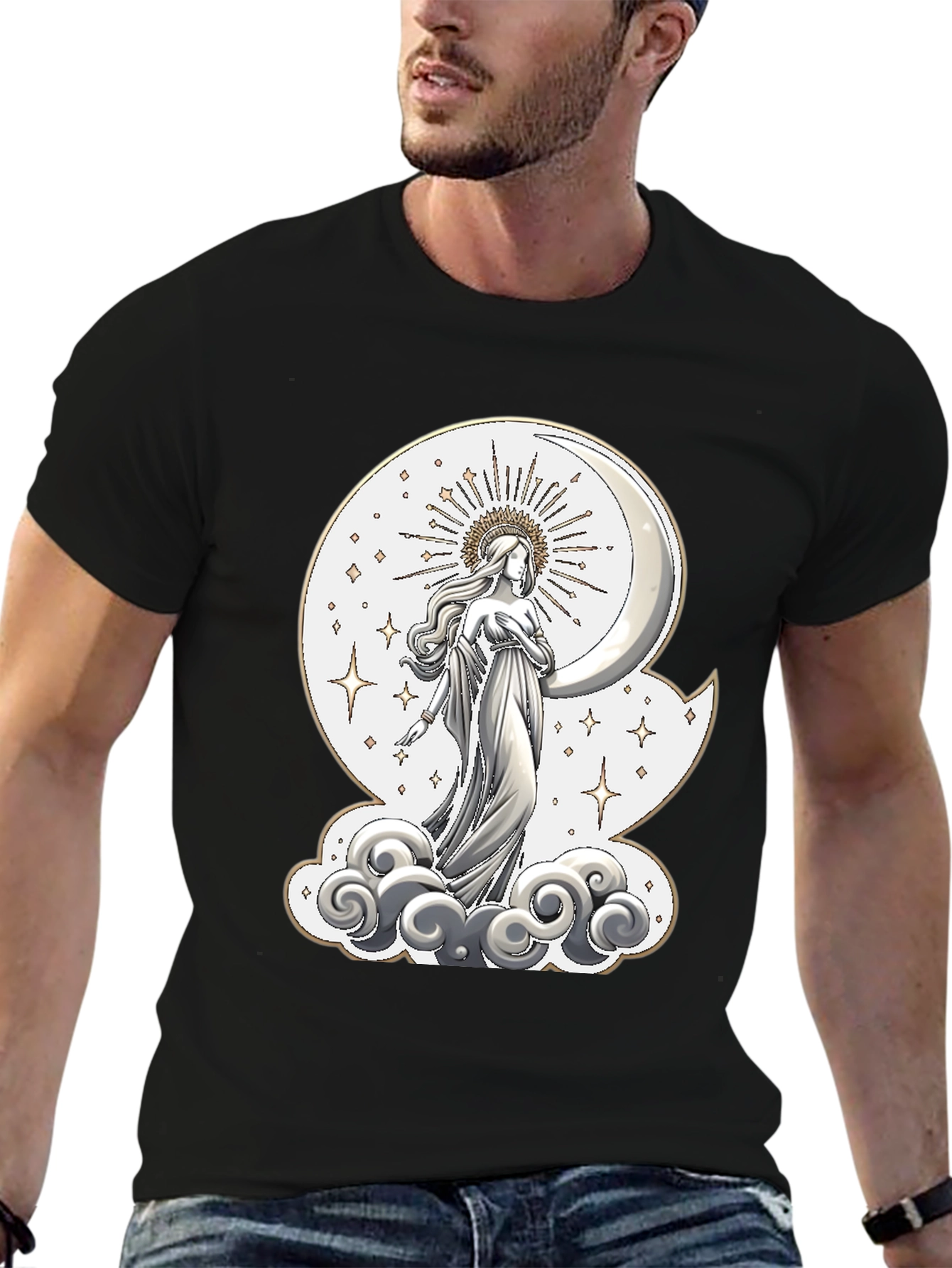 Moon Goddess Graphic Tee - Celestial Design