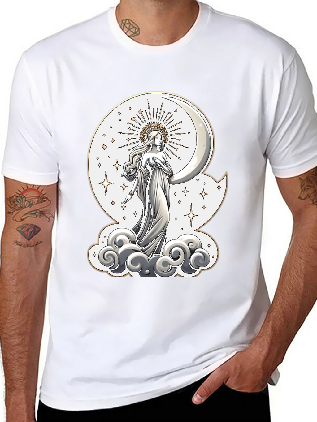 Moon Goddess Graphic Tee - Celestial Design