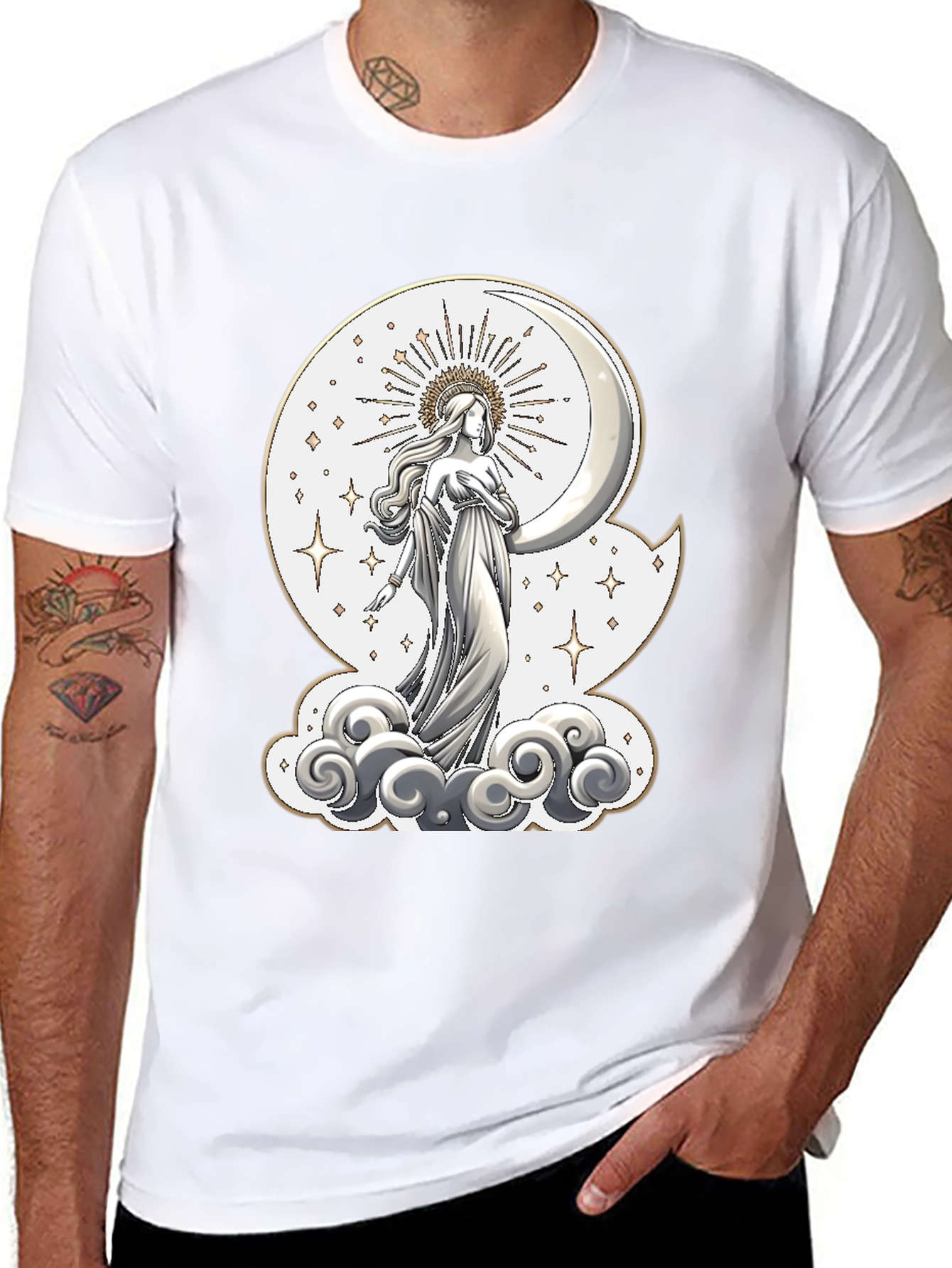 Moon Goddess Graphic Tee - Celestial Design
