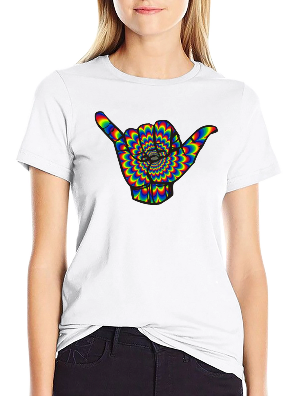 Hang Loose Shaka Rainbow Psychedelic Mens T-Shirt