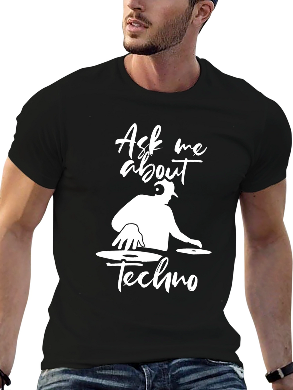 Ask Me About Techno DJ Graphic T-Shirt