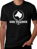 Dog Trainer Graphic Tee - Black Cotton T-Shirt