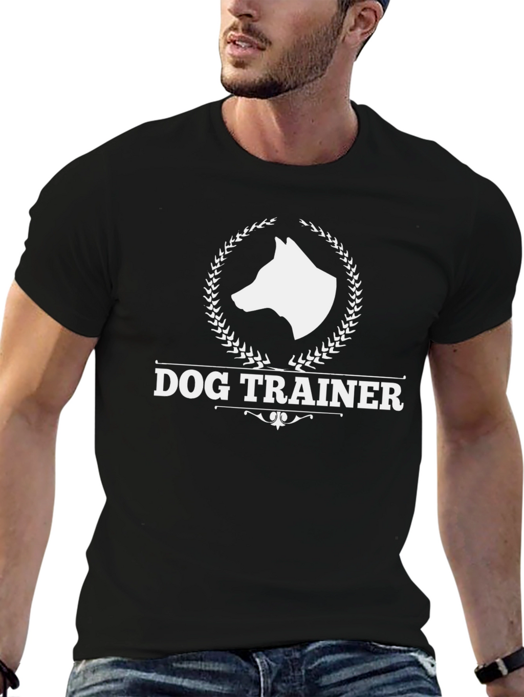 Dog Trainer Graphic Tee - Black Cotton T-Shirt