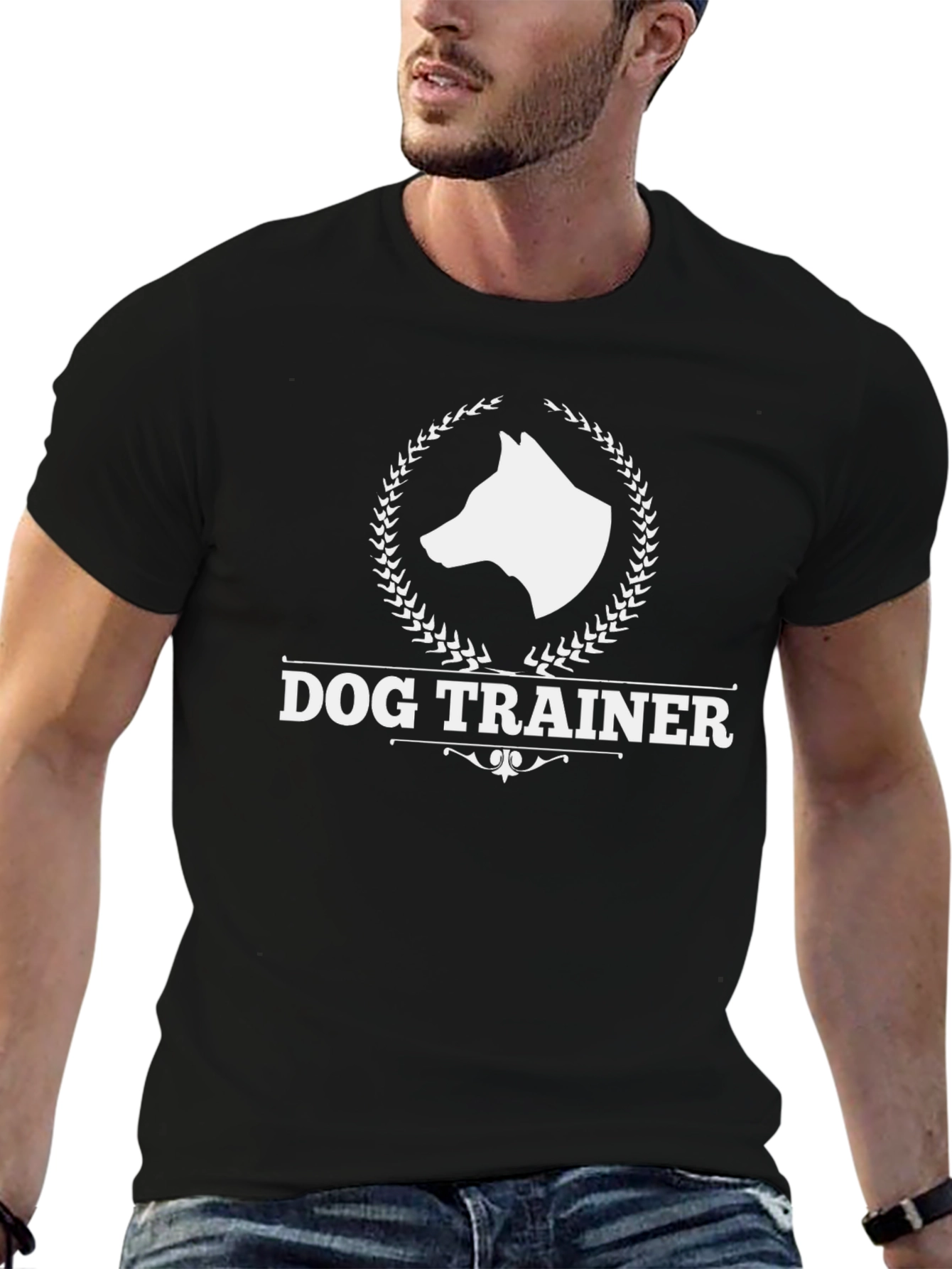 Dog Trainer Graphic Tee - Black Cotton T-Shirt