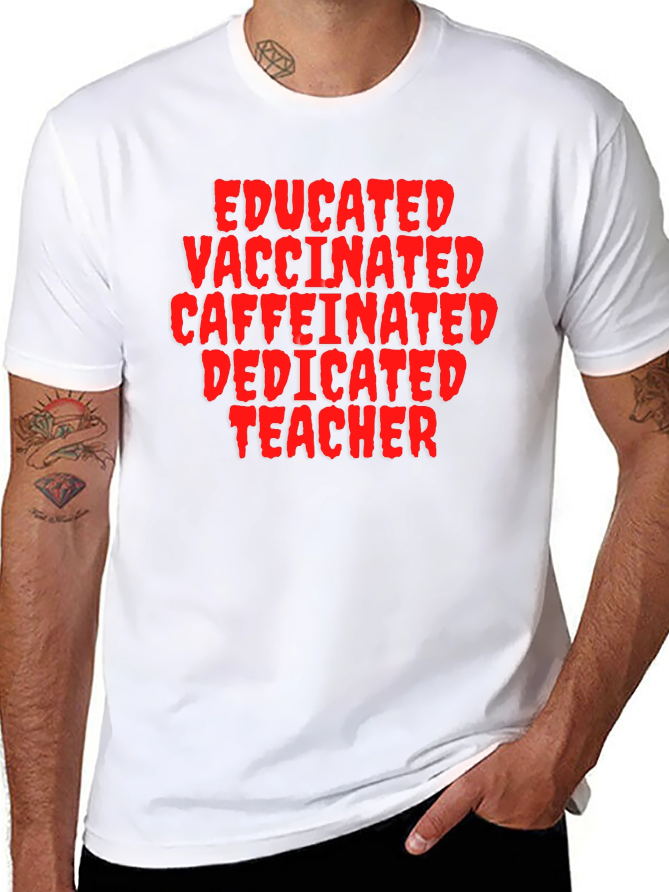 Educated Vaccinated Teacher Black T-Shirt