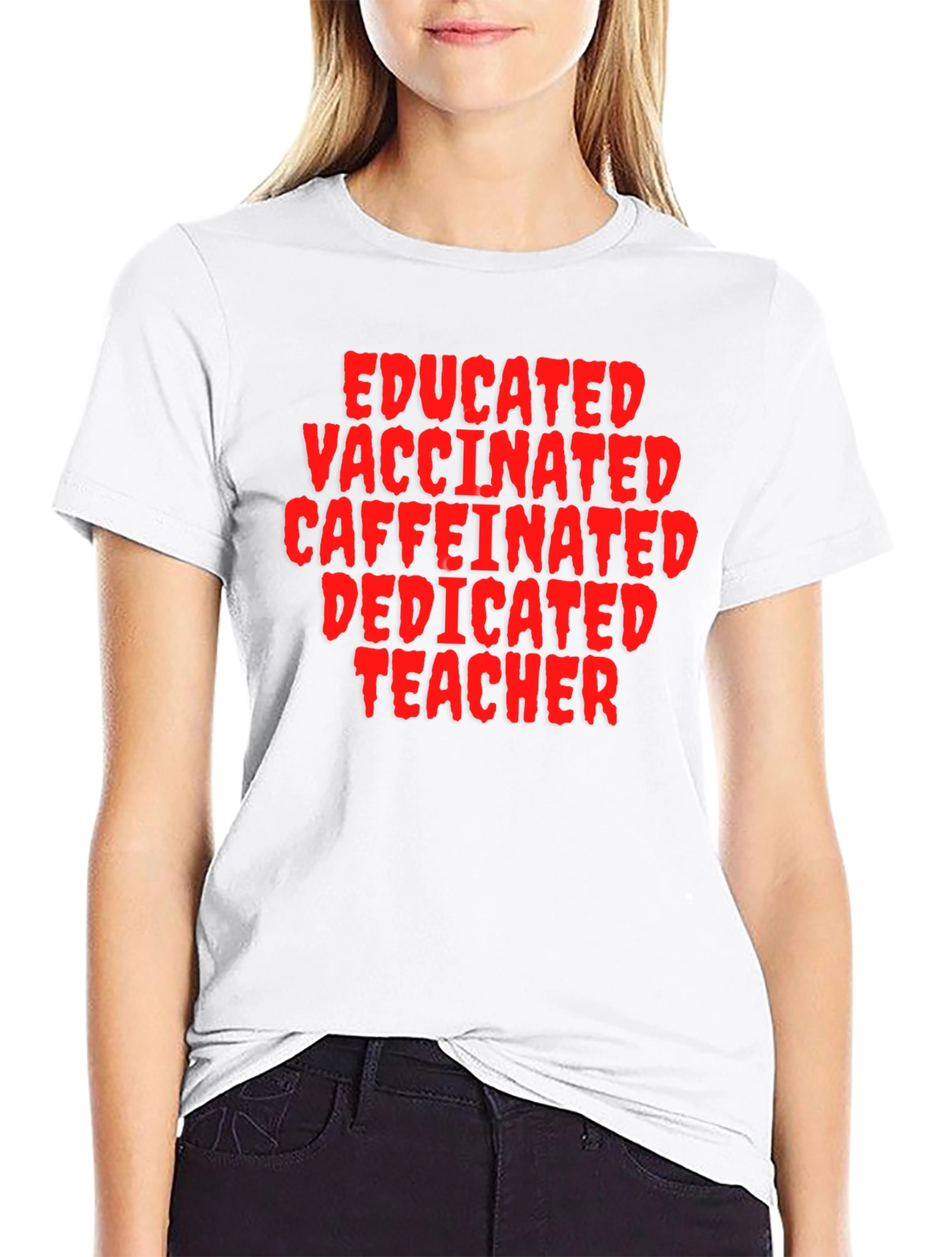 Educated Vaccinated Teacher Black T-Shirt
