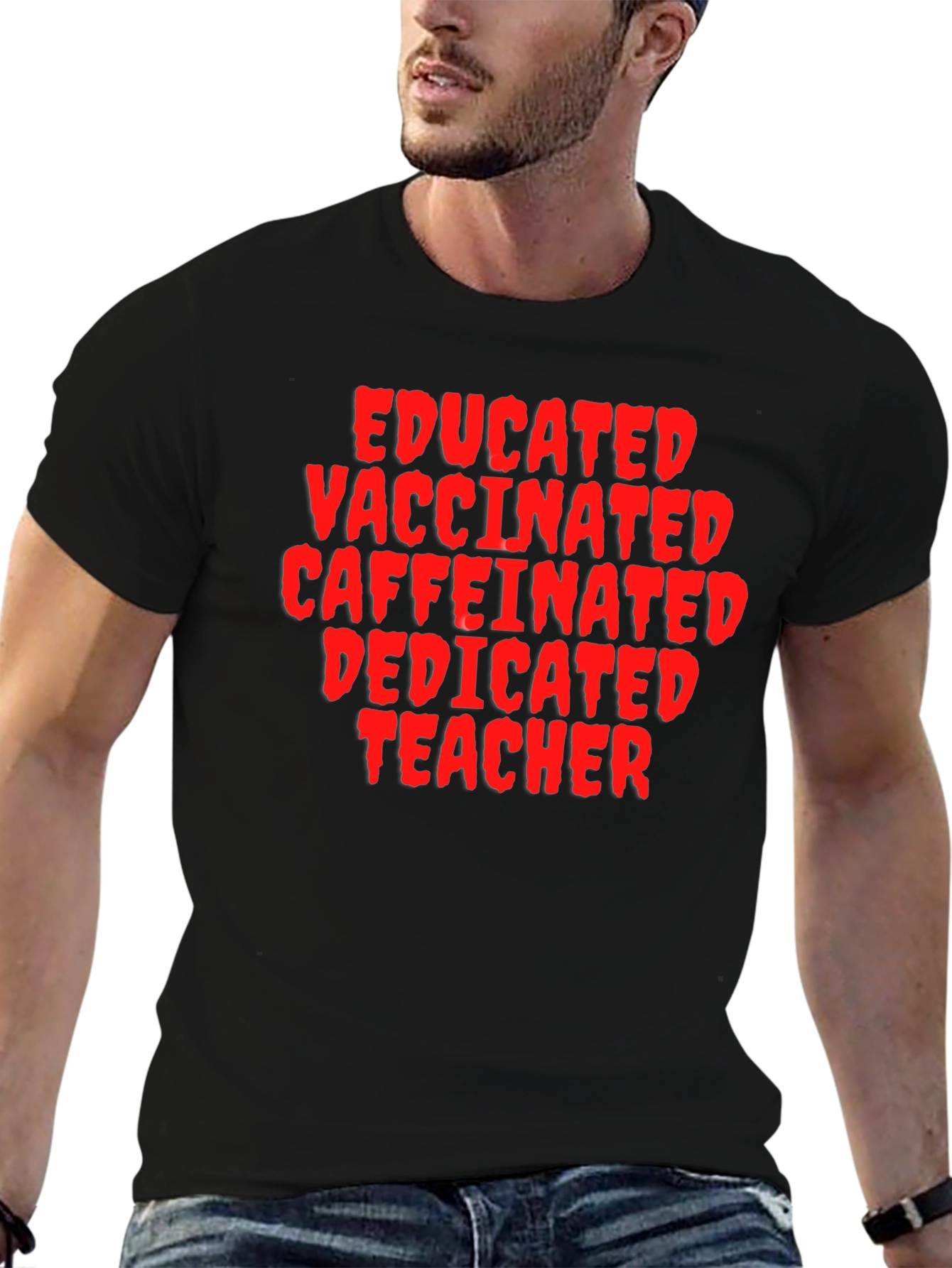 Educated Vaccinated Teacher Black T-Shirt