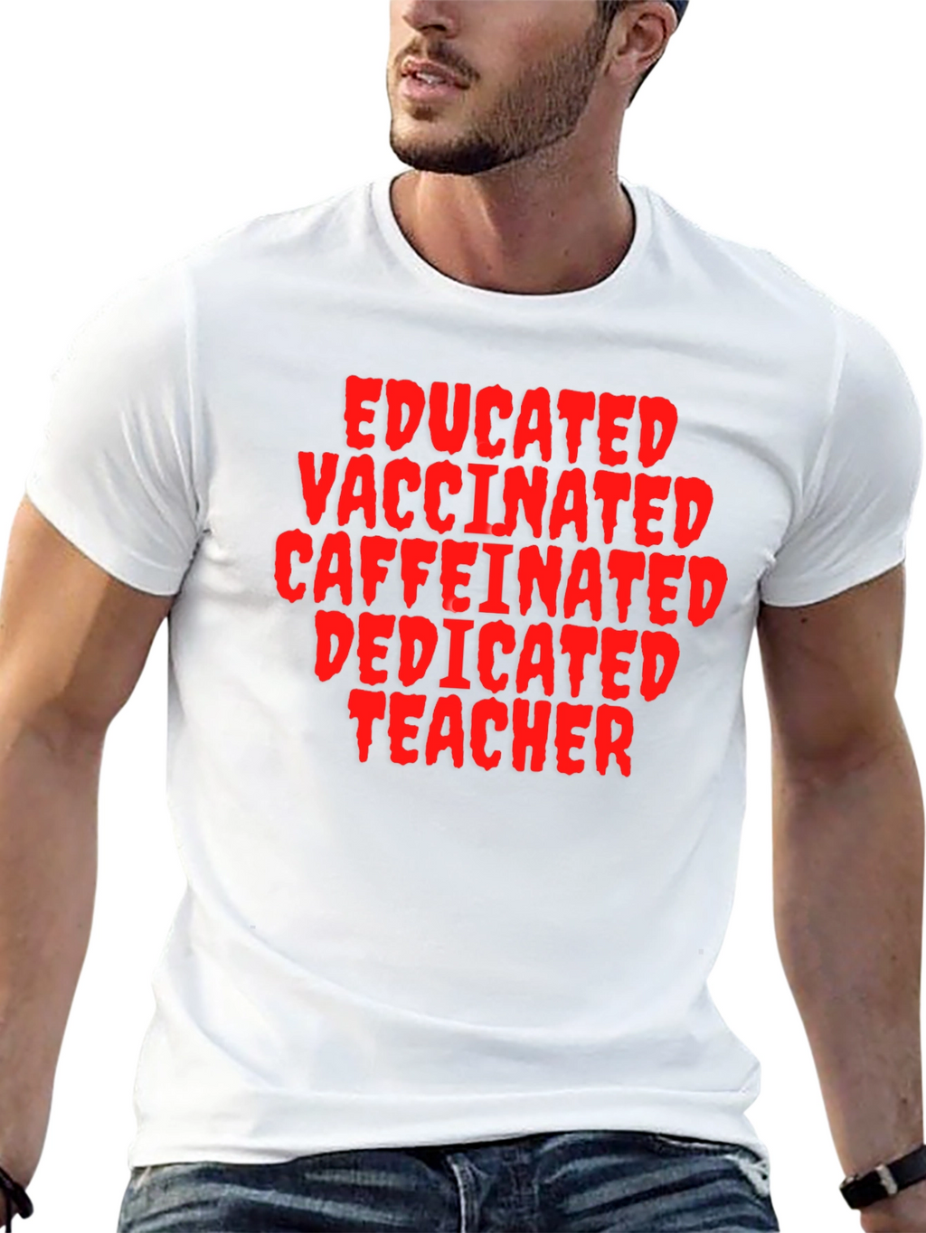Educated Vaccinated Teacher Black T-Shirt