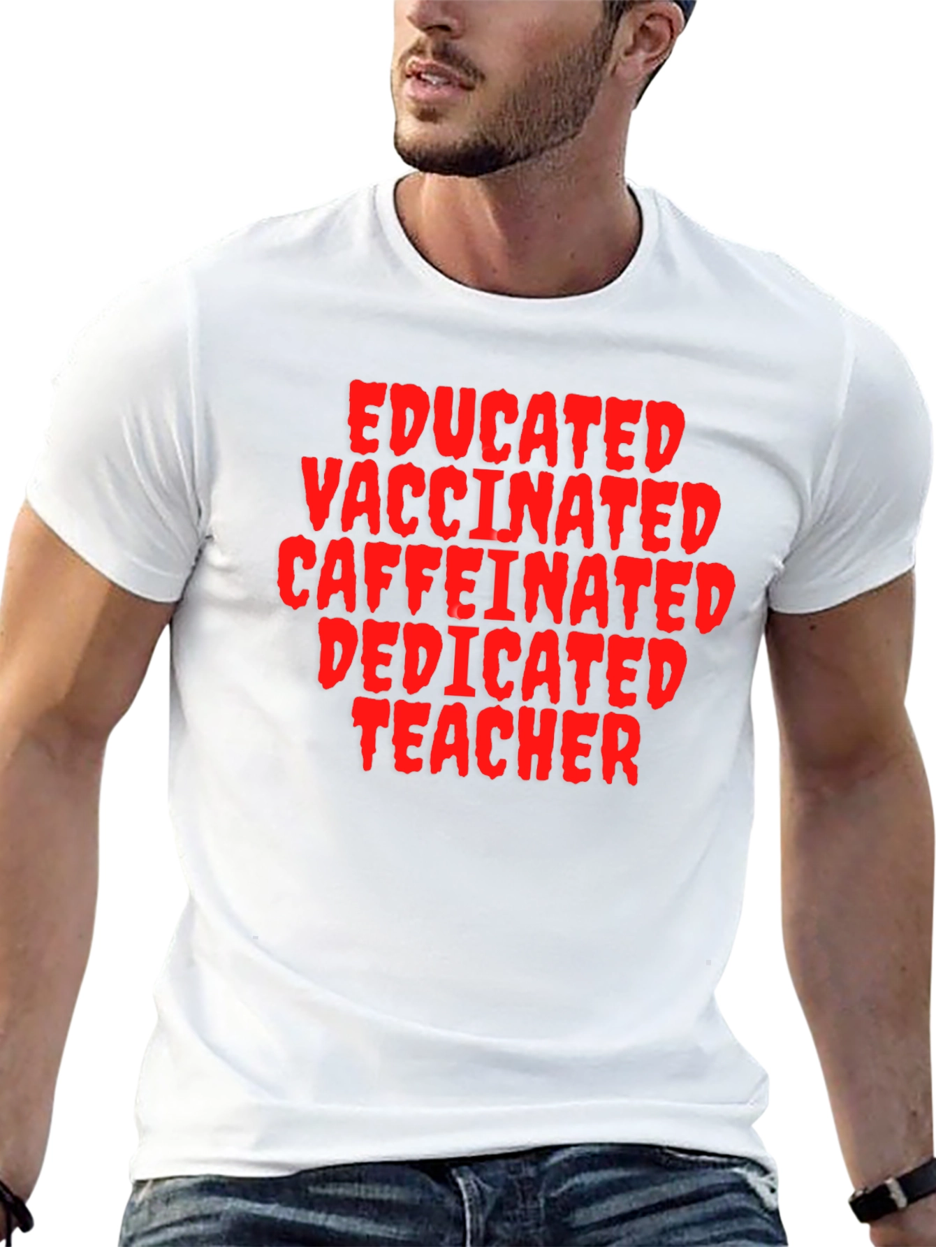 Educated Vaccinated Teacher Black T-Shirt