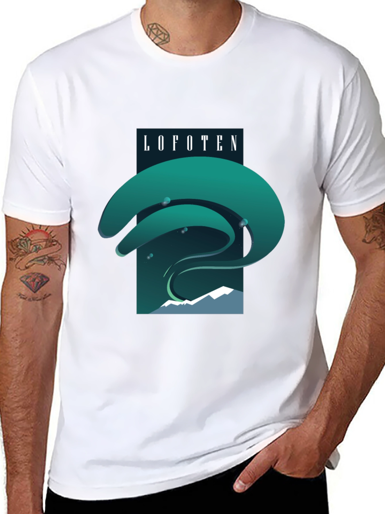 Lofoten Northern Lights Graphic Tee - Black