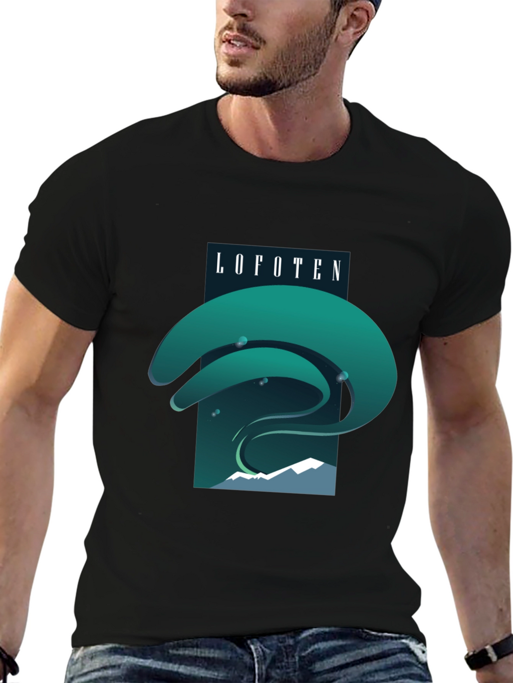Lofoten Northern Lights Graphic Tee - Black