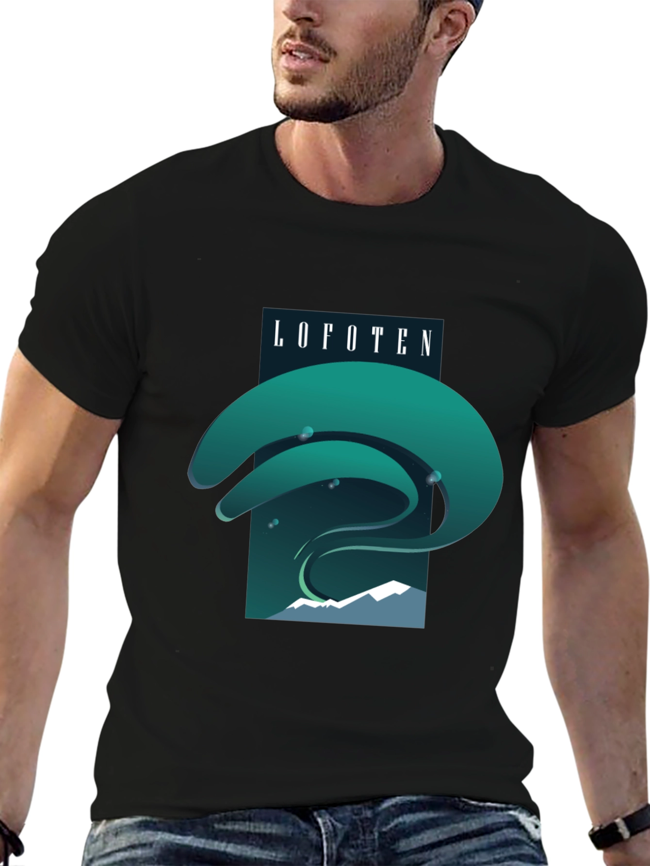 Lofoten Northern Lights Graphic Tee - Black