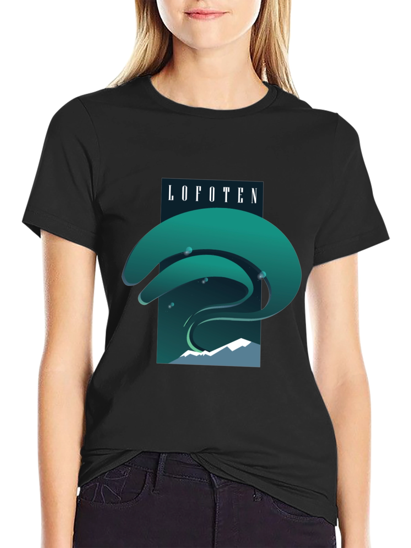 Lofoten Northern Lights Graphic Tee - Black